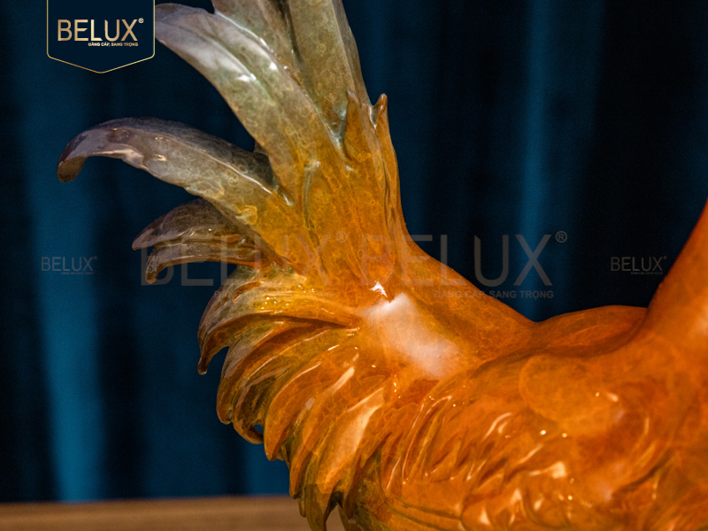 Tượng gà trống bằng đồng decor cao 27cm